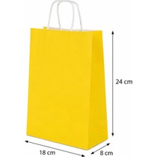 Sarı Kraft Çanta 18X8X24 ( 25 Adet ) ( Kağıt Poşet Çanta )