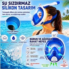 Fortico Şnorkel Maske Tam Yüz  Panoramik Görüşlü Deniz Gözlüğü Dry Top Sistem Şnorkel Seti (Sm - Beden