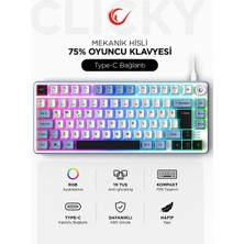 Rampage Clicky 75 Beyaz/mavi/siyah Mekanik Hisli Rgb Q Membrane Oyuncu Klavyesi