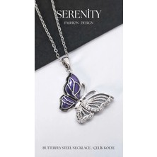 Serenity Kelebek Figür Çelik KOLYE02