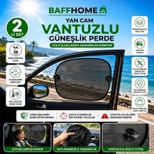 Baffhome Araç Yan Cam Güneşlik Perdesi 2'li Set Vantuzlu Katlanabilir Araba Güneşliği  Pratik Katlanır Yan Cam Perdesi