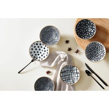 Porland Fractal 12 cm Desenli Porselen Çok Amaçlı Kase Takımı 6'lı Modern Stil