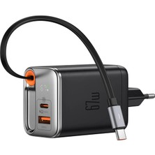 Mcdodo CH-4100 67W Gan Hızlı Şarj Adaptörü Dahili Geri Çekilebilir Kablolu USB-C ile Apple iPhone Uyumlu