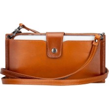 Hace Bazaar Lozan Strap 6.5 Inch Uyumlu Deri Kartlıklı Kılıf RST2EF Taba