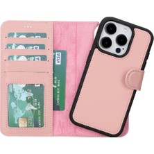 Hace Bazaar Apple iPhone 15 Pro Uyumlu Deri Cüzdanlı Kılıf Mwwn Nu2 Pembe