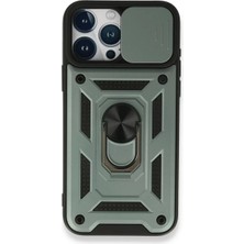 Lims Store Newface Apple iPhone 15 Pro Max Kılıf Pars Lens Yüzüklü Silikon - Yeşil