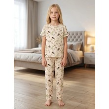 Enie Kız Çocuk Tavşan Desenli Kısa Kollu Pijama Takımı