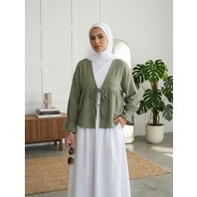 Foremia Önü Bağlamalı Kısa Kimono-Haki -