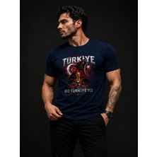 Enb1r Moda Türkiye Taraftar Tişörtü Unisex Ay Yıldız Bozkurt Baskı Detaylı Bej Premium T-Shirt