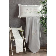 Pupilla Collection Paradise 4 Parça Nakışlı Pike Takımı - Gri