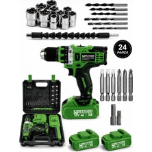 Kimmeer Plus 12V Çift Akülü Metal Şanzıman Taşıma Çantalı LED Işıklı Akülü Vidalama Şarjlı Matkap