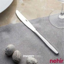 Nehir Sahra Sade 12'li Yemek Bıçağı Gümüş Renk Ergonomik Tasarım ile Şık Sofra Sunumu