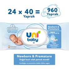 Uni Baby Newborn & Premature Yenidoğan Islak Pamuk  Mendil 24X40 960 Yaprak