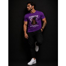 Enb1r Moda Türkiye Taraftar Tişörtü Unisex Ay Yıldız Bozkurt Baskı Detaylı Bej Premium T-Shirt
