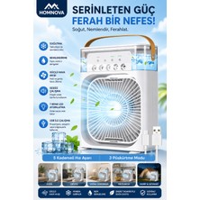 Homnova Mini Klima Hava Soğutucu Buharlı Vantilatör Su Hazneli Nemlendirici LED Gece Lambalı Taşınabilir Klima