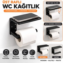 Yapı3D 🖤 Üst Raflı Tuvalet Kağıdı Askılığı | Telefon Koyulabilir Wc Kağıtlık | Sert Plastik Duvar Tipi