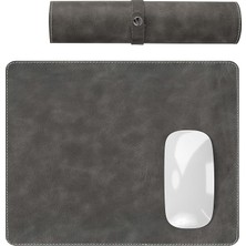 Navada - Gaming Oyuncu Gamer Hakiki Deri Mouse Pad, Deri Fare Altlığı, Hakiki Deri Ped, Dayanıklı Kaymaz Taban, Ofis Tipi Mouse Ped (Gri)