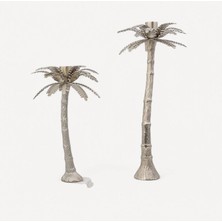 Onemay Palms Gümüş Büyük Boy Dekoratif Mumluk