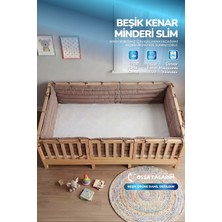Yasetex Tasarım Montessori Beşik Kenar Koruma Takımı %100 Pamuk - Açık Kahverengi - Buble Slim