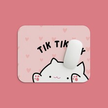 Tabloe Tatlı Kedi Temalı Kalpli Ergonomik Pembe Mouse Pad - 23X19 cm - Kaydırmaz Tabanlı Kaliteli Fare Altlığı Mousepad