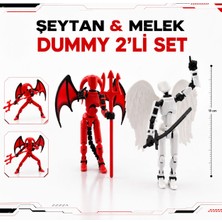 M&D Design 2'li Melek ve Şeytan Dummy Figür Seti 13 cm | Hareketli Eklemli 3D Baskı Robot Figür