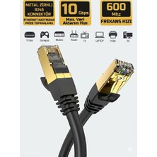 Cat7 1metre Gold Ethernet Kablosu 10GBPS 600MHZ Metal Zırhlı RJ45 Yüksek Hızlı Internet Kablosu