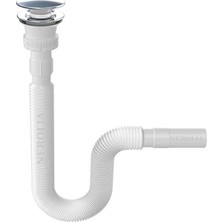 Üretim Koku Önleyici Stoplu Paslanmaz Çelik Süzgeçli Lavabo Gider Hortumu / 1. Kalite Körüklü Pop Up Lavabo Sifonu/eviye Gider Borusu (75 Cm)