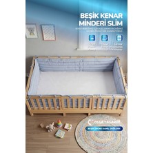 Yasetex Tasarım Montessori Beşik Kenar Koruma Takımı %100 Pamuk - Bebe Mavi - Buble Slim