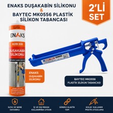 Enaks Duşakabin Silikonu 280 ml Şeffaf ve Baytec MK0556 Plastik Silikon Tabancası 2'li Set Suya Dayanıklı