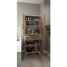 Msy Home Nora Beyaz-Çam 2 Kapaklı Çekmeceli Çok Amaçlı Mutfak ve Banyo Dolapı 175X68X35 cm