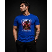 Enb1r Moda Türkiye Taraftar Tişörtü Unisex Ay Yıldız Bozkurt Baskı Detaylı Bej Premium T-Shirt