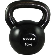 Avessa 16 kg Kettlebell Dambıl Siyah Vinyl Kaplama Dayanıklı Yapı ile Kolay Kullanım