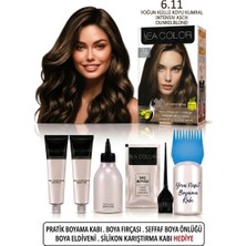 Sea Color Set Saç Boyası 6.11 Yoğun Küllü Koyu Kumral 2 Li +Pratik Boya Kabı