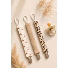 Pufien Bebek Emzik Askısı - Klipsli Emzik Tutacağı - Emzik Zinciri - Desenli 3'lü Set