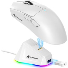 Shark X11 Hafif Kablosuz Oyun Faresi, Rgb Şarj Yuvası, Tri-Mode-2.4g/usb-C Kablolu/bt, 22K Dpı, PAW3311 Optik Sensör, Huyu Anahtarı, Pc/mac Için 5 Programlanabilir Düğme (Beyaz)