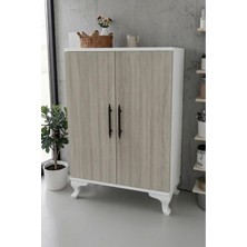 Msy Home Miva Beyaz-Sonomo 2 Kapaklı Mutfak Banyo Balkon Için Çok Amaçlı Depolama Dolabı 104X69X33 cm