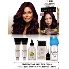 Sea Color Set Saç Boyası 3.66 Patlıcan Moru 2 Li +Pratik Boya Kabı