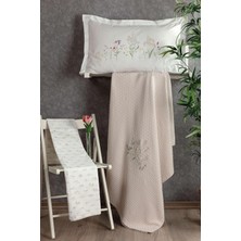 Pupilla Collection Paradise 4 Parça Nakışlı Pike Takımı - Pudra