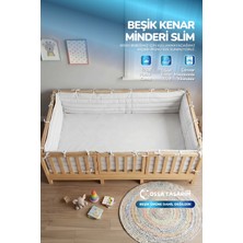 Yasetex Tasarım Montessori Beşik Kenar Koruma Takımı %100 Pamuk - Beyaz - Buble Slim
