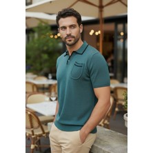Mandala Tekstil Tek Düğmeli Cepli Yazlık Erkek Triko Tişört