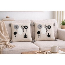 Livera Home Modern Punch Işlemeli 2'li Kırlent Kılıfı Dekoratif (43X43CM)