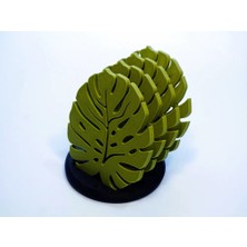 Yaprak Bardak Altlığı Seti ve Standı – Dekoratif Masa Koruyucu 3D Baskı