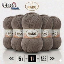 Nako Süper Inci - 2000 Vizon - 5'li Paket - 100GR/260M - El Örgü Ipi - Atkı Yelek Kazak Ipi