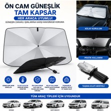  araç ön cam güneşlik şemsiye - tüm arabalarla uyumlu boyut, uv güneş ışığı tam yansıtma kapasitesi, pratik kullanım, kılıflı şık tasarım, araç ıçi katlanabilir yüksek yalıtımlı güneşlik şemsiye