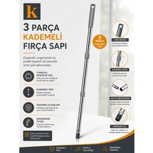 KEP 3 Parça Vidalı Mop & Fırça & Oto Fırça Sapı | Ayarlanabilir Uzunluk (Kısa-Orta-Uzun) | Sağlam
