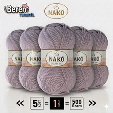 Nako Süper Inci - 10155 Üzüm Suyu - 5'li Paket - 100GR/260M - El Örgü Ipi - Atkı Yelek Kazak Ipi