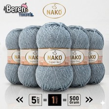 Nako Süper Inci - 194 Gri Melanj - 5'li Paket - 100GR/260M - El Örgü Ipi - Atkı Yelek Kazak Ipi
