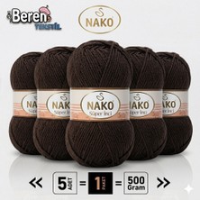 Nako Süper Inci - 6962 Kahverengi - 5'li Paket - 100GR/260M - El Örgü Ipi - Atkı Yelek Kazak Ipi