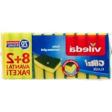 Larskas 8+2'li Promosyon Paket Düz Hijyenik Bulaşık Süngeri, Yeşil Renk