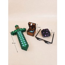 Pilovestik 6 Parça Minecraft Seti: 30CM Elmas Kılıç, Sandık, Ender Yumurtası, Gözlük ve Anahtarlık